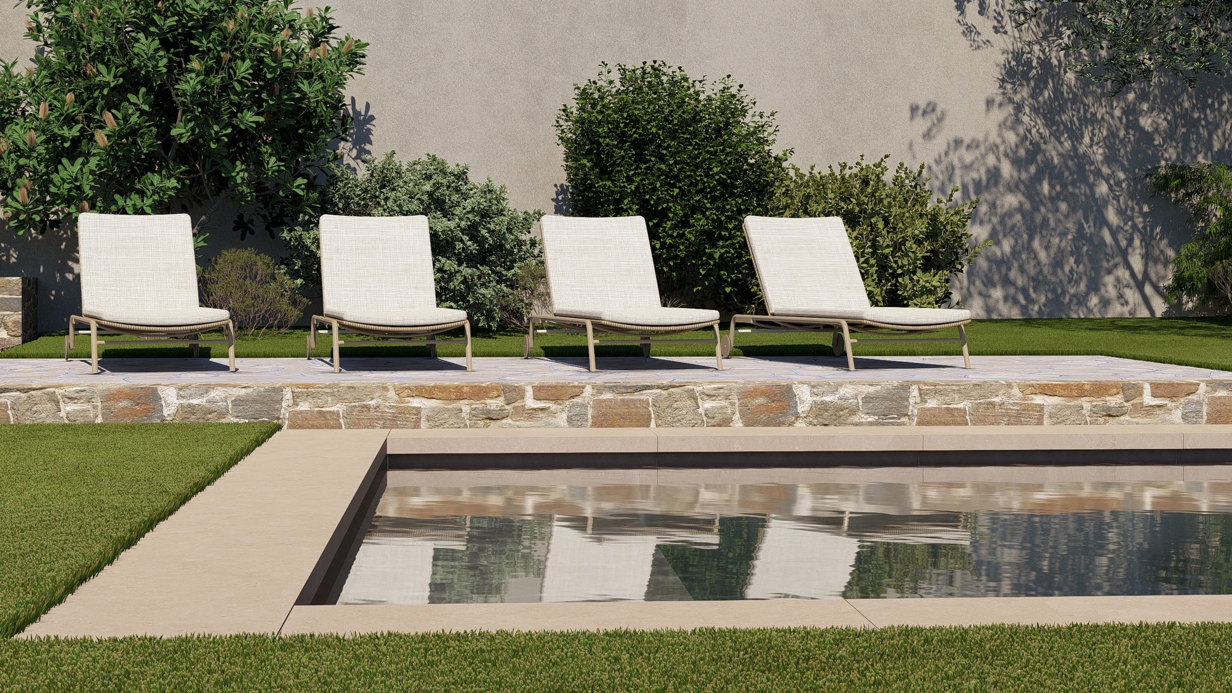Rendu 3D terrasse piscine